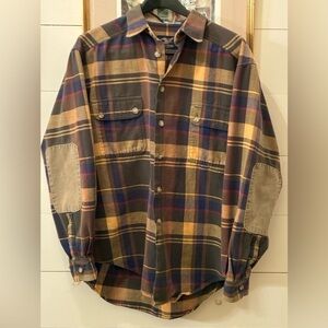 Willis & Geiger Vintage Plaid Flannel Elbow Patch Shirt Men’s M Made in USA